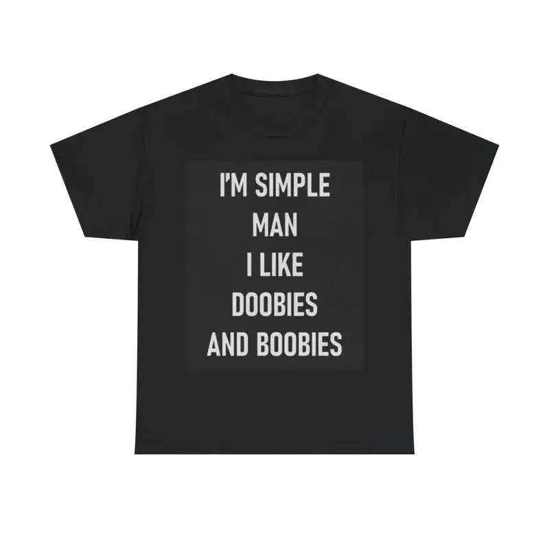 Doobies And Boobies T-Shirt, lustig, schlicht, für Männer, aus schwerer Baumwolle.