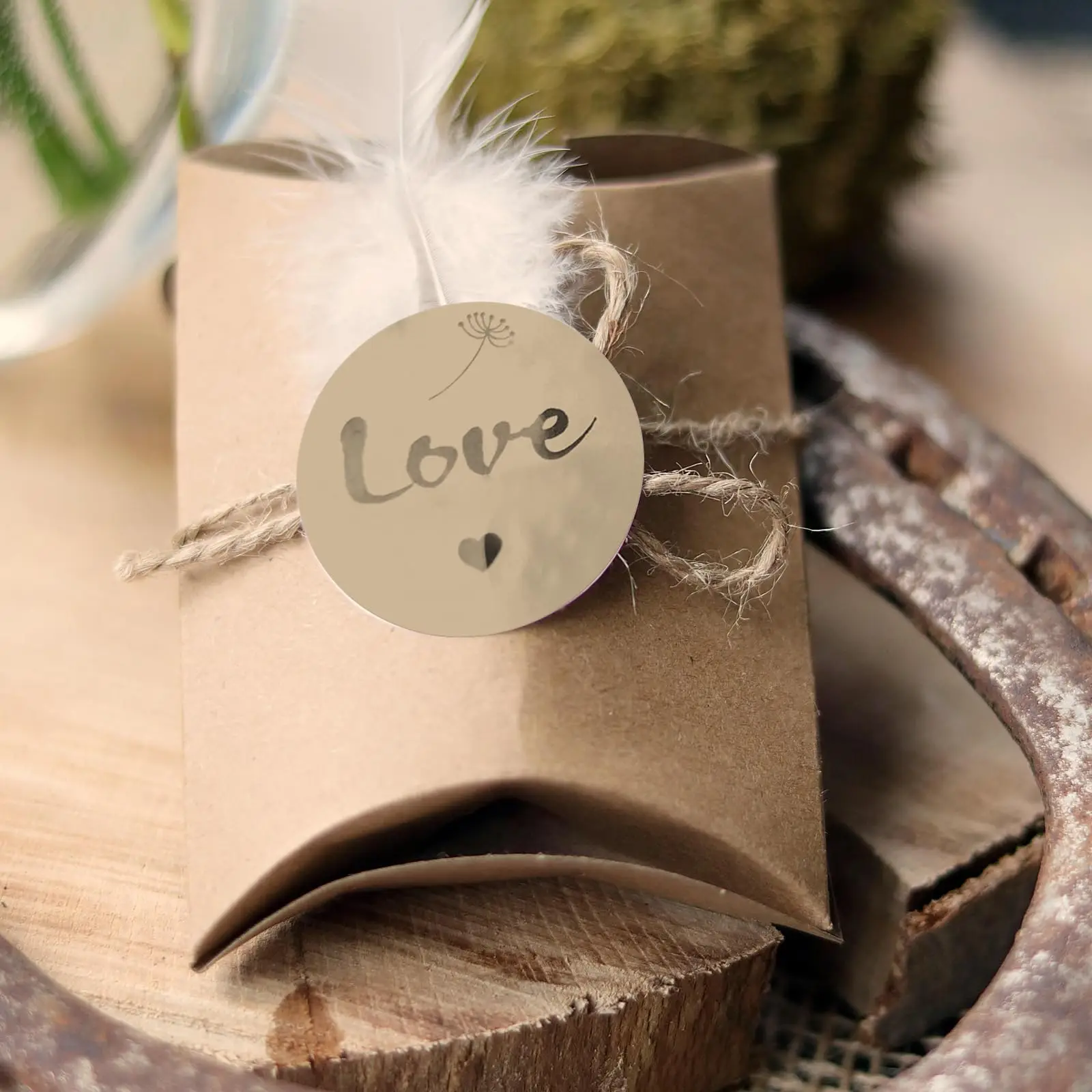 Self-Adhesive Curly Handwritten Label Stickers - Brown & Blue Thermal Paper Sheets, 2'' Round Labels for Jars, Bottles