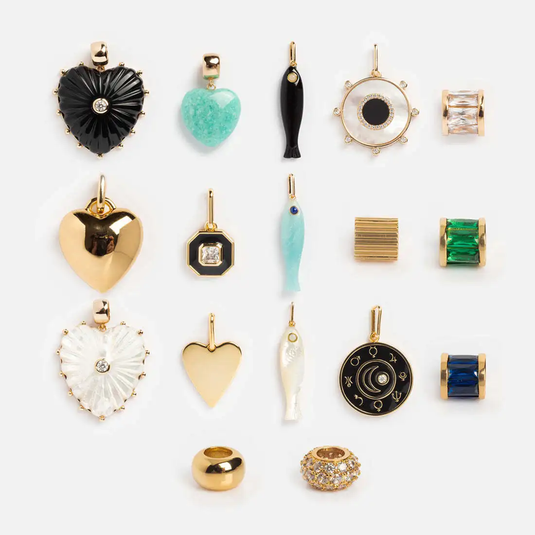 Retro Heart Circular Fish Sailing Circular Coin Charm Accessory Necklace Women's Girls Zodiac Drip Oil New DIY Necklace Pendant