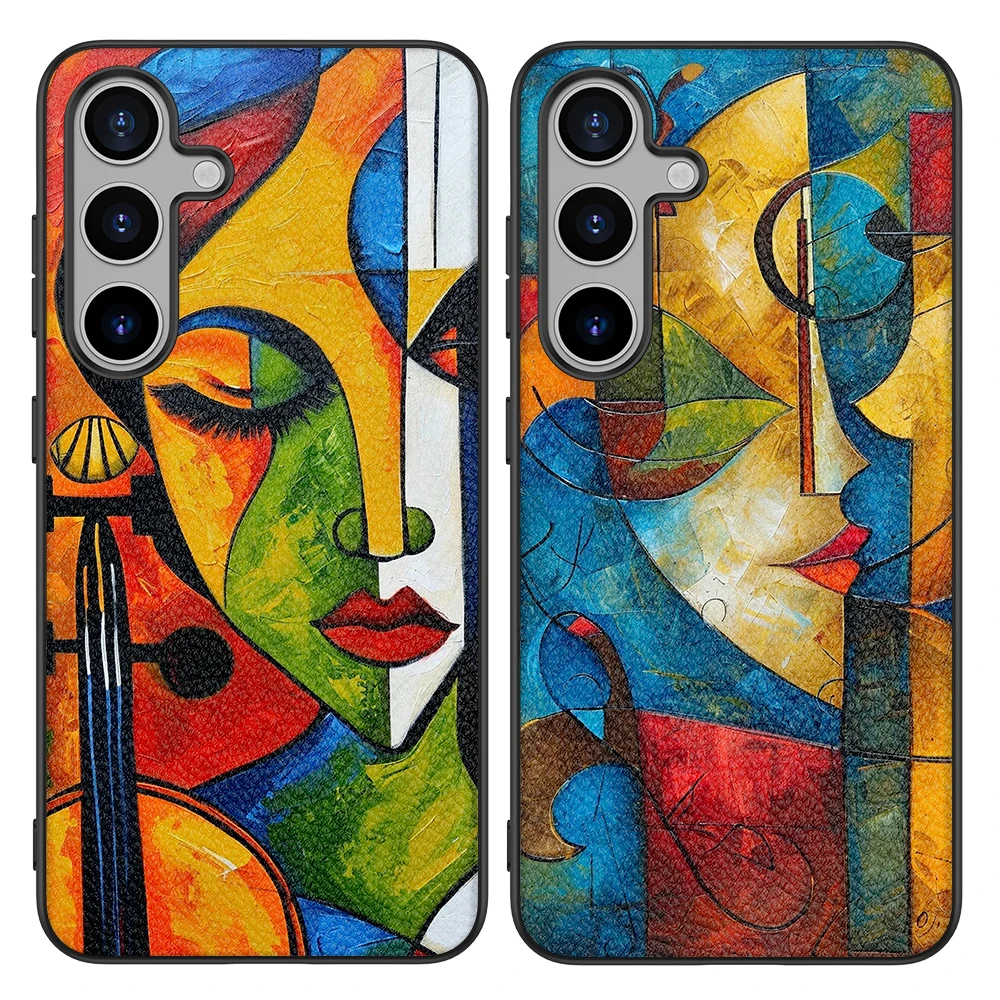 Back Cover Leather Case for Samsung Galaxy S20 S21 S22 S23 S24 Plus Ultra FE Fan Edition 5G with Color Graffiti Girl Image Print