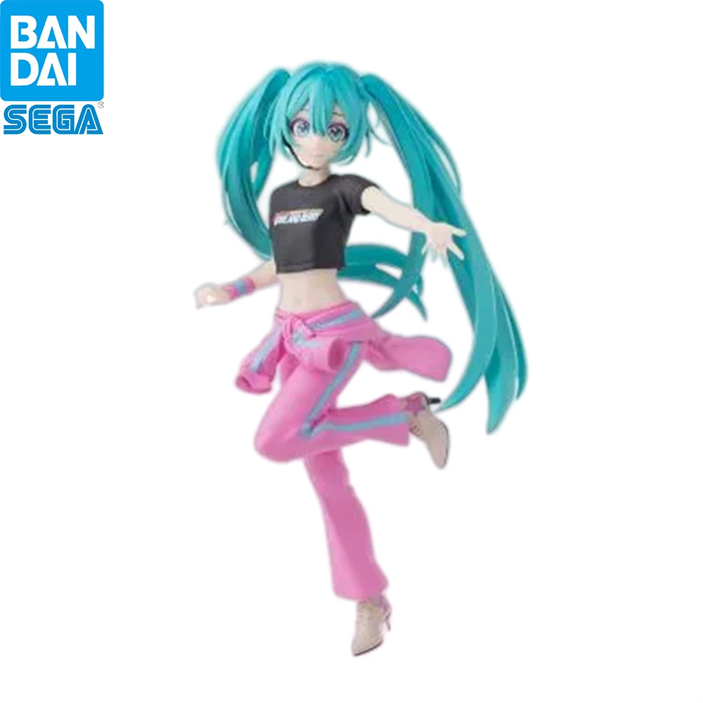 Original SEGA Luminasta Hatsune Miku Sporty Pink Pants Standing Anime Figure Collectible Desktop Decor Gift
