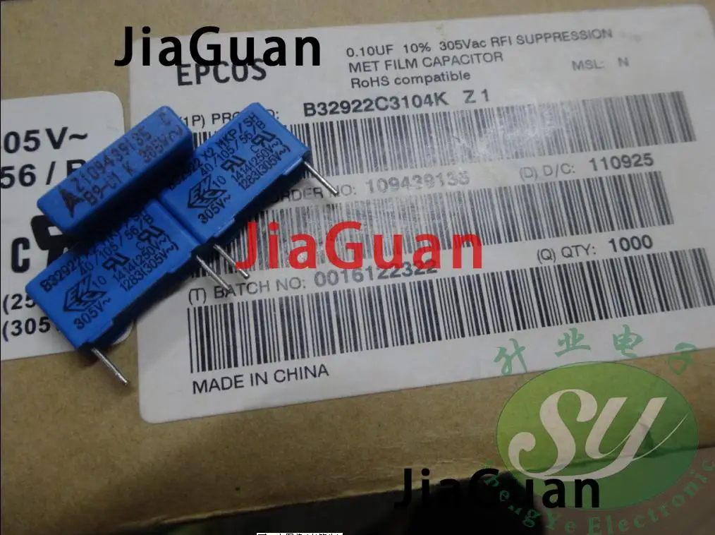 

50PCS NEW EPCOS B32922 0.1UF 305VAC PCM15 104/305VAC p15mm 100NF 0.1uf/305VAC u1 B32922C3104K