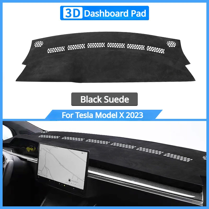 3D Dashboard Cover for Tesla Model 3/Y/X Non-slip Sun Shade Dashboard Protection Mat Suede Panel Flocking Sunshade Accessories