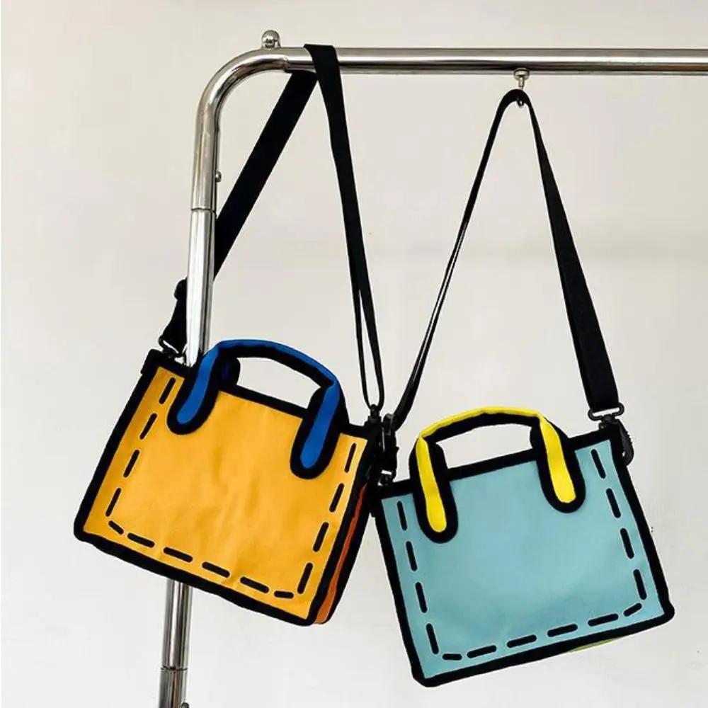 

Повседневная большая сумка с 2D принтом из мультфильма, холщовая креативная сумка на плечо с комиксами, универсальная сумка для книг с комиксами, сумка-мессенджер с граффити, дорожная сумка