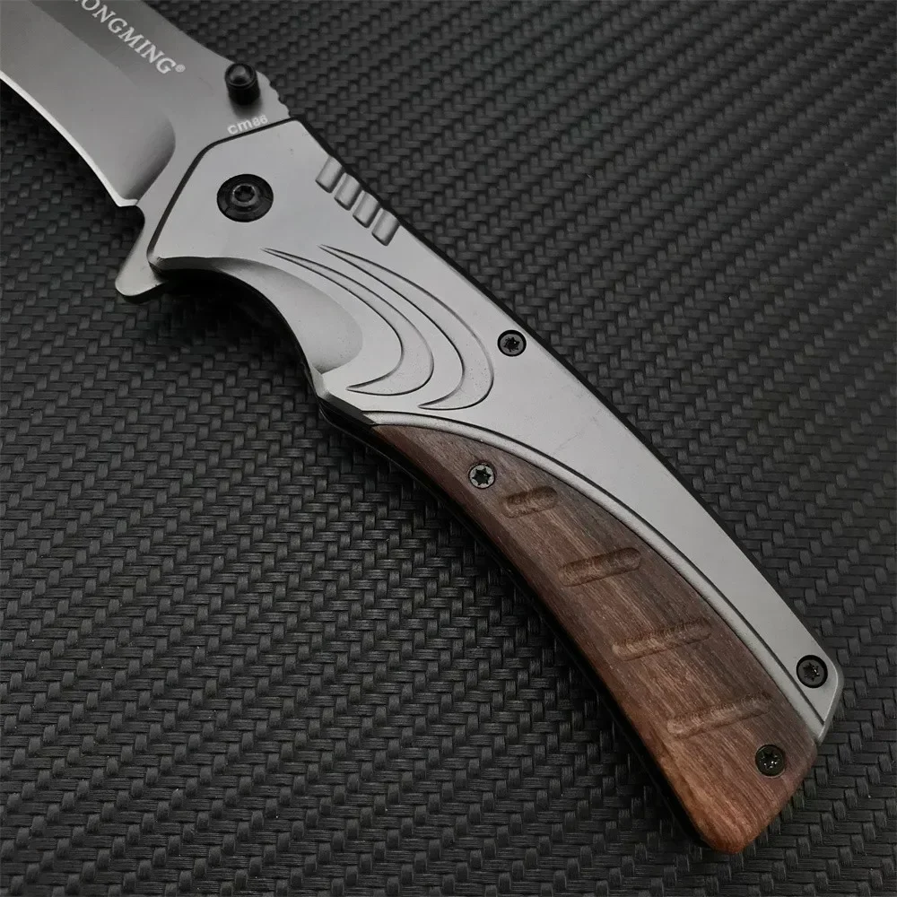 CM86 Tactical Flipper Folding Pocket Knife 5Cr13Mov Blade Stainless Steel + Colored Wood Handle Camping Hunting Knives