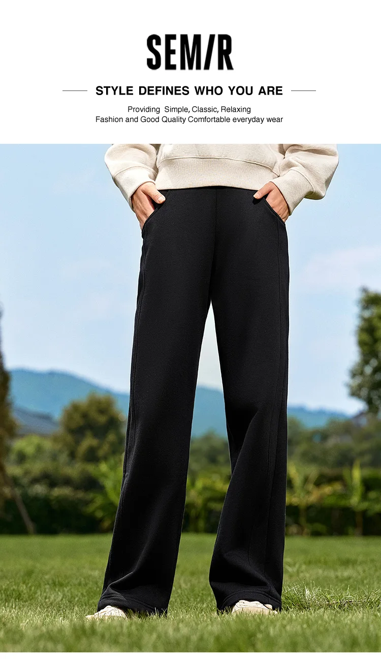 Semir Hosen Damen Thermische Antibakterielle Hosen 2024 Winter Neue Elegante Polar Fleece Einfarbige Weite Hosen – Detail 1