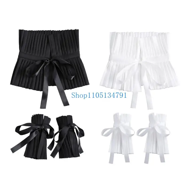 

98 км Белый накладной воротник с декоративной готической отделкой и галстуком Акцент женской одежды