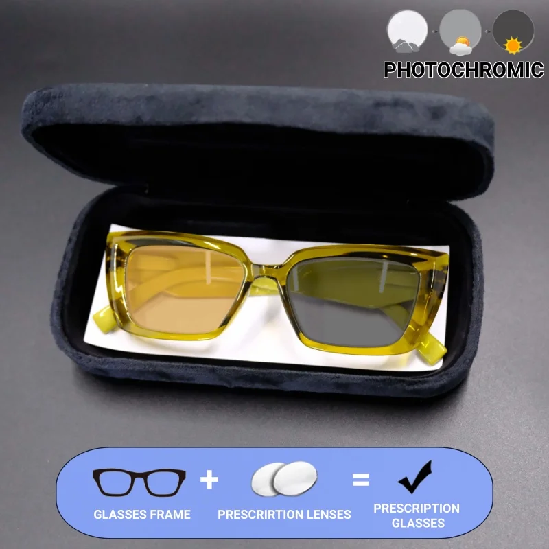 ユニセックス高級フォトクロミックカスタマイズメガネ、処方箋付きパーソナライズレンズ、ブルーライトカット処方メガネ