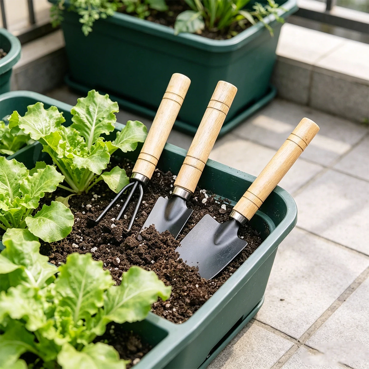Household flower planting small shovel gardening tool three-piece set green plant succulent soil shovel potted flower shovel