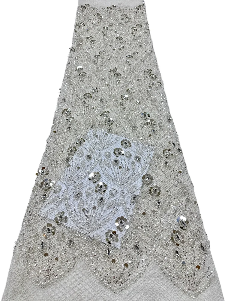 

New Promotion Heavy Process Party Dress with Embroidery Beads And Sequins Super Top Quality Fabric for Women