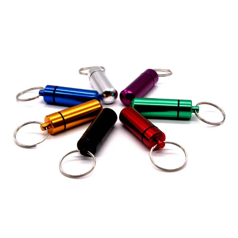 1 PCS Colorful Baby Aluminum Pill Box Medicine Case Container Bottle Holder Keychain Outdoor Pill Case Pillbox Portable