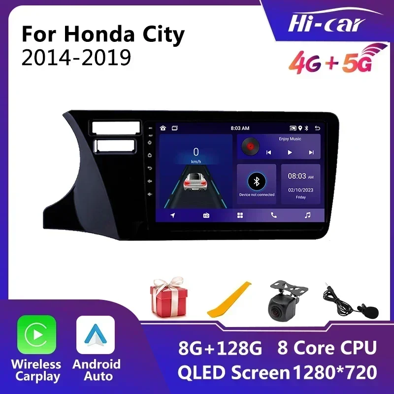 

2 Din Carplay Car Multimedia Player for Honda City 2014-2019 Car Radio Android Stereo 4G Navigation Head Unit Autoradio GPS Auto