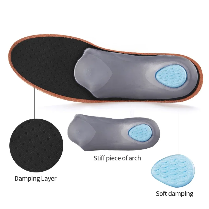 Orthopedic Foot Care Insole Leather Latex Antibacterial Active Carbon Orthotic Arch Support Instep Flat Foot Shoes Pad Men WOmen