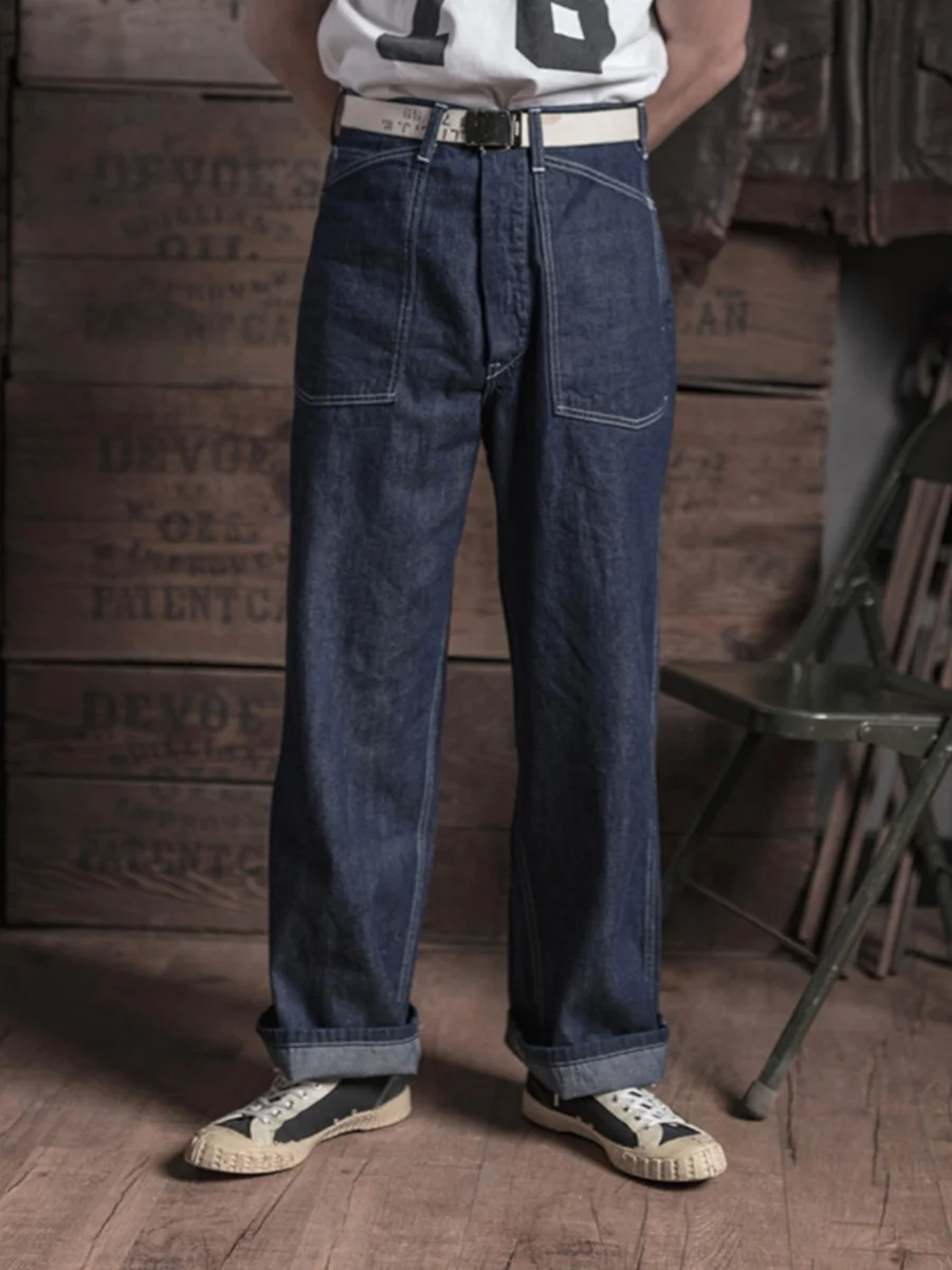 

Джинсы Red Bronson M35 Utili Work Pants 0oz Original Red Ear Denim Conservation T с высокой талией, прямые, свободного кроя