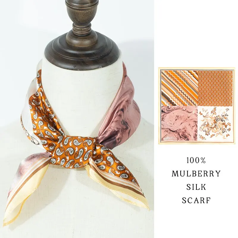 

Silk Square Scarf Women Luxury Floral Print Kerchief Soft Satin Hairband Hands Bag Ribbon Foulard Hijab Neckerchief Headband