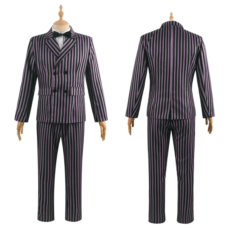 

qq38Movie Gomez Addams Косплей Костюм Для Взрослых Черный Фиолетовый Униформа Мужское Пальто С Длинными Рукавами Брюки Костюм Хэллоуин Карнавал Вечеринка Outfi