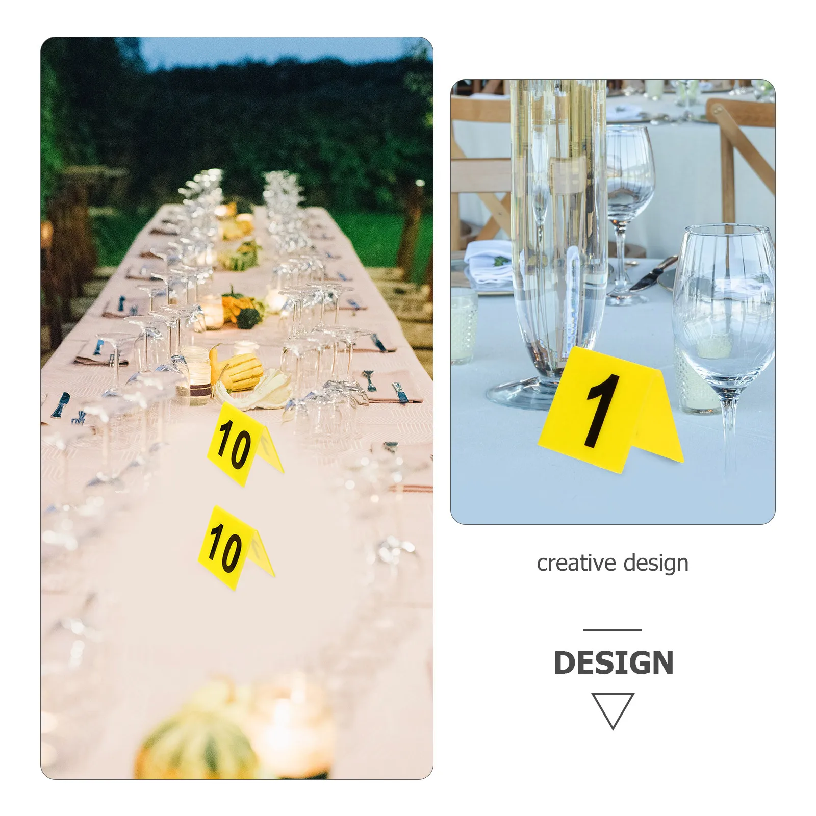 

10Pcs Acrylic Table Numbers Double Sided Printing Creative Design for Banquets Meetings Crime Scene Markers Evidence Marker
