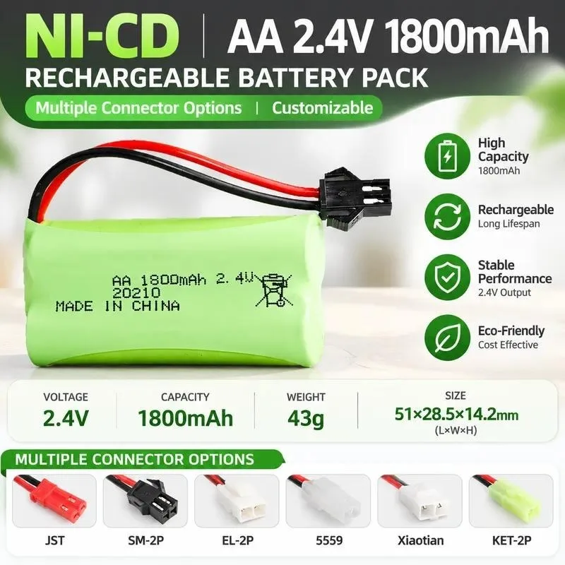 Wholesale Nickel Cadmium 2.4V 1800mAh Battery Pack for Toy Accessories AA5 Rechargeable Battery Remote Control Toy Battery