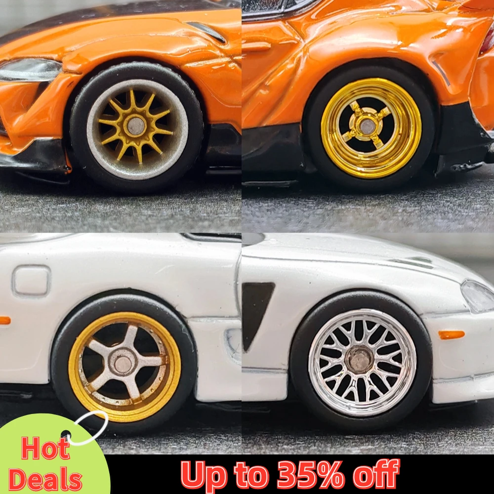 1/64 Model Car Wheels with Rubber Detachable Tires Refitting Parts for Diecast Toys Hot Wheels Matchbox D:11mm 1 Set