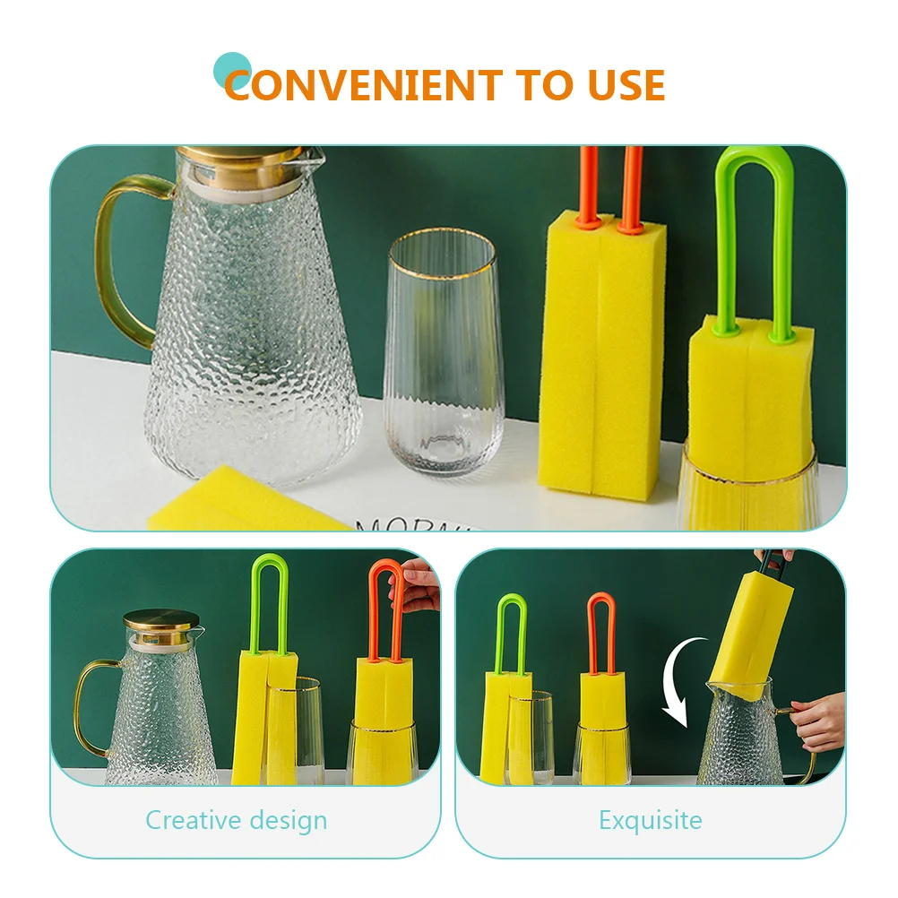 

2pcs Cup Cleaning Brush Double Side Washing Tool Baby Milk Cleaner Kettle Water Bottle Sponge Brush Nursing Bottle Cleaner For