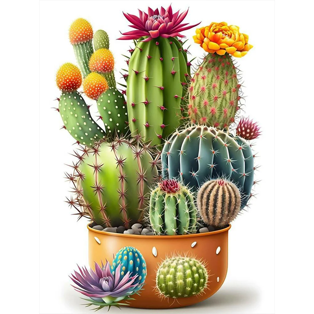 

5D DIY Full Round Drill Diamond Painting Cacti Kit Home Decoration 30x40cm