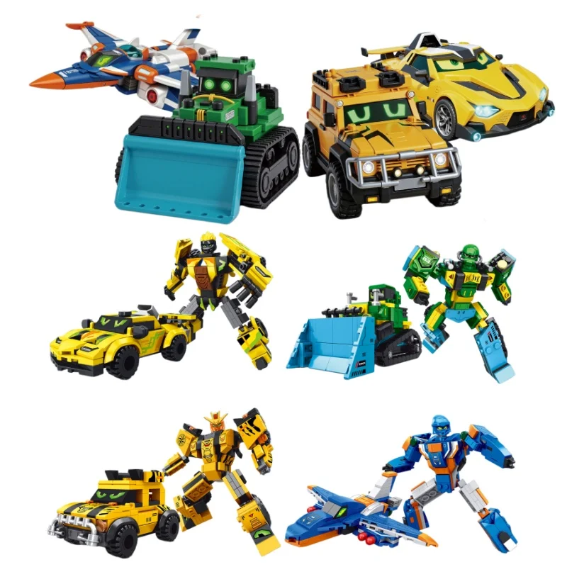 New Mech Transformation Assembly Building Blocks Set Captain Op Fire Truck Action Figures Combine for Battle Mode Toy Gifts