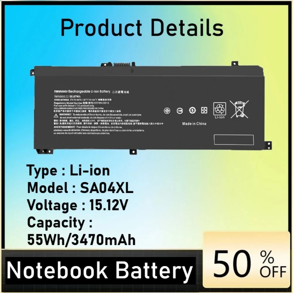 SA04XL Battery for HP Envy X360 15-DR0000 DR1000 DS0000 DS1000 15T-DR000 15Z-DS100 17-CG0000 CG1000 Series HSTNN-UB7U L43248-541