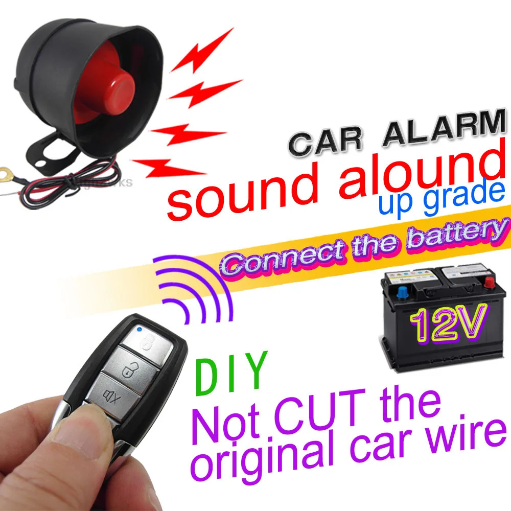 Universal Car Alarm Non-Destructive 12 Volt Automobile Protecting System Device 7-Levels Sensitivity Vehicle Alarm System
