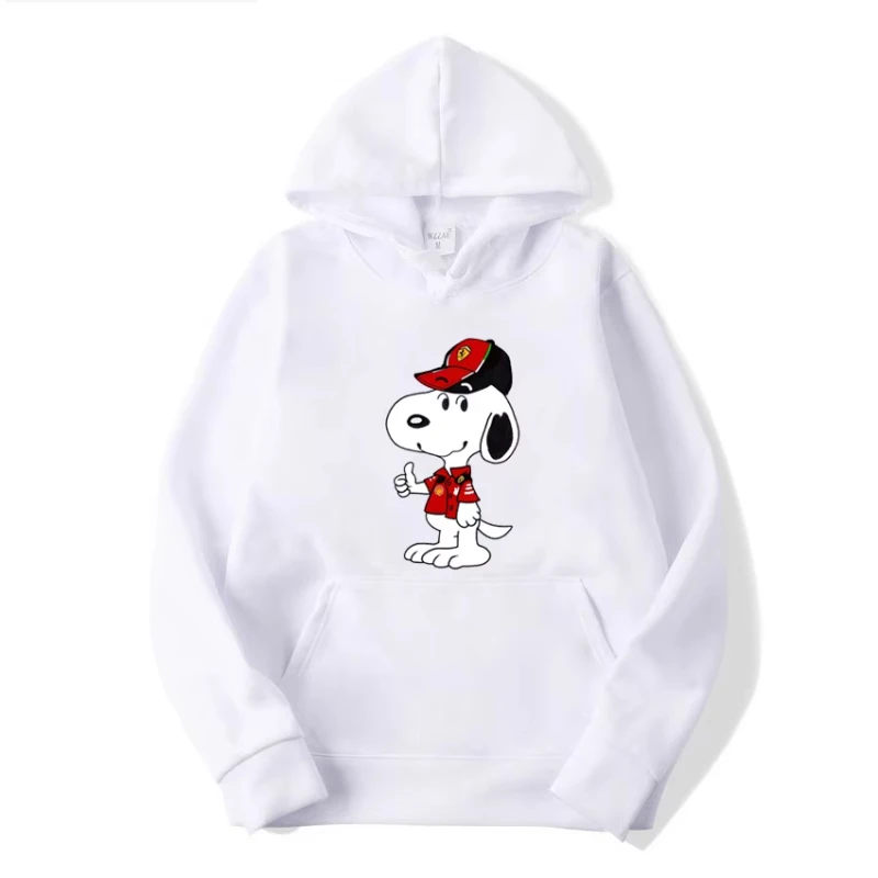 

MINISO 2025 Men's Cartoon Autumn/Winter F1 Racing Snoopy New Casual Sports Hoodie Women's Street Fashion Couple street pullover
