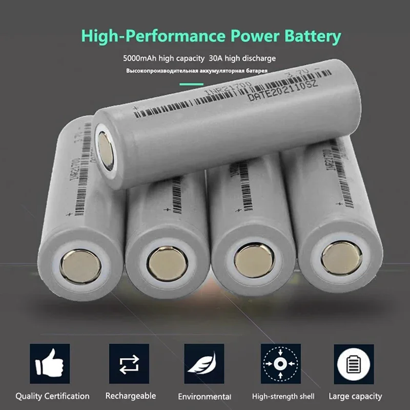 PURFIELD 3.7V 21700 4800mah Rechargeable Lithium-ion High Power Battery Suitable for Energy Storage Battery Flashlight Battery