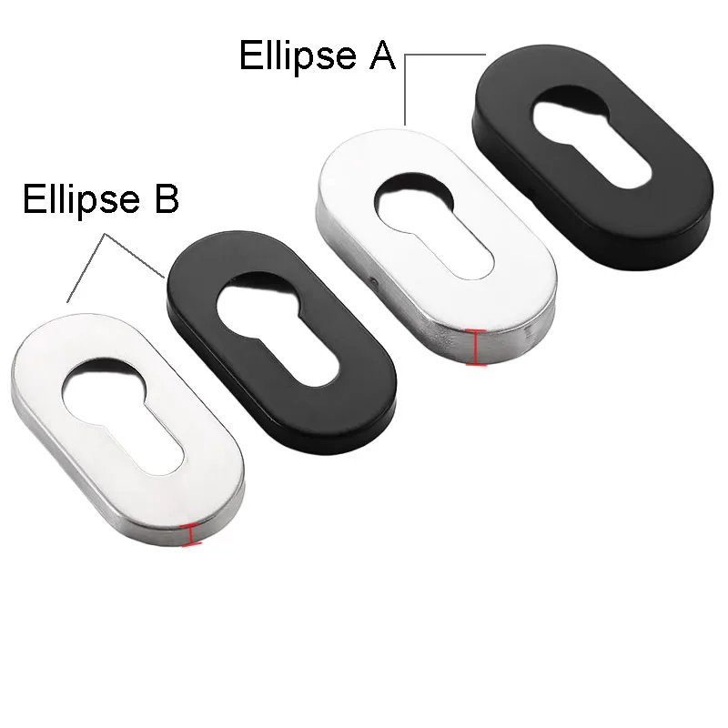 Couvercle de cylindre de serrure ovale rond en acier inoxydable 304, couvercle de trou de serrure noir or argent, accessoires de porte antivol pour cylindre de 32mm