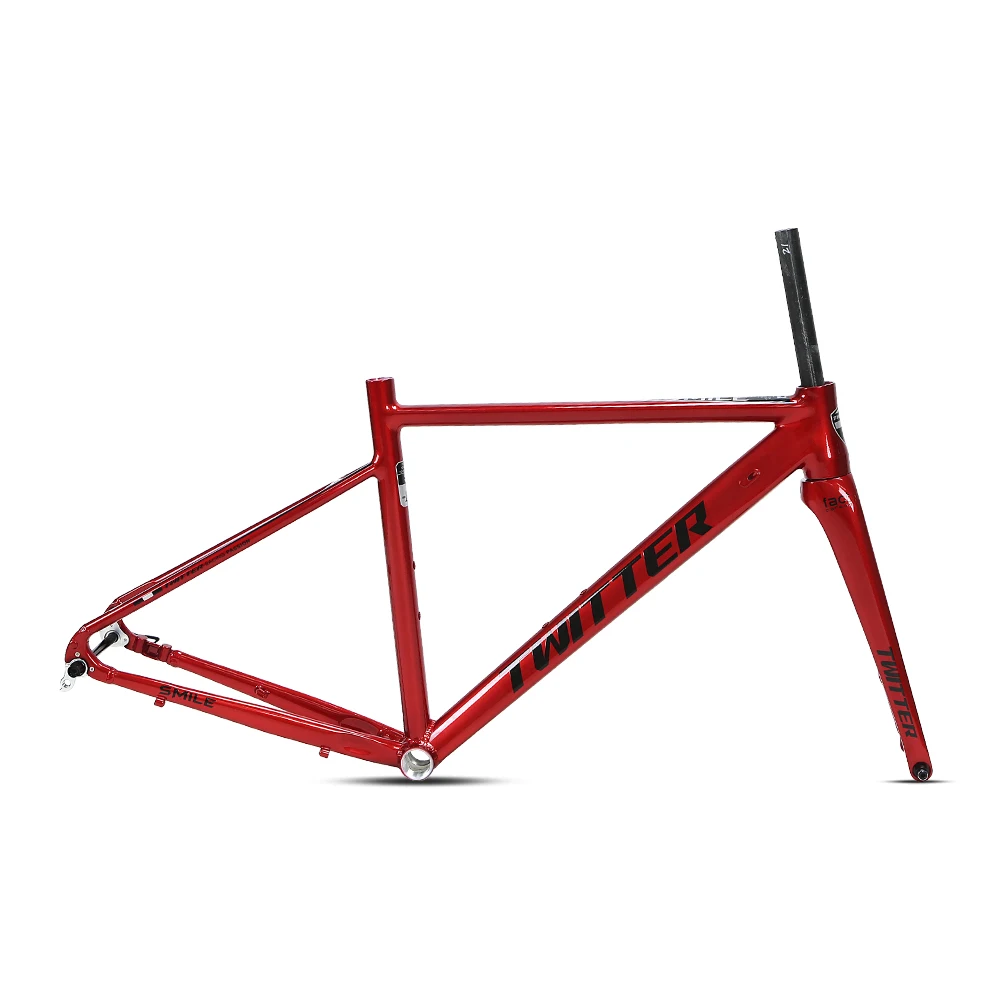 Wholesale Twitter Bicycle Smile Disc Brake Bicycle Frame 700C  Aluminum Alloy Bike Frame Inner Cable Road Bike Frame For Adult