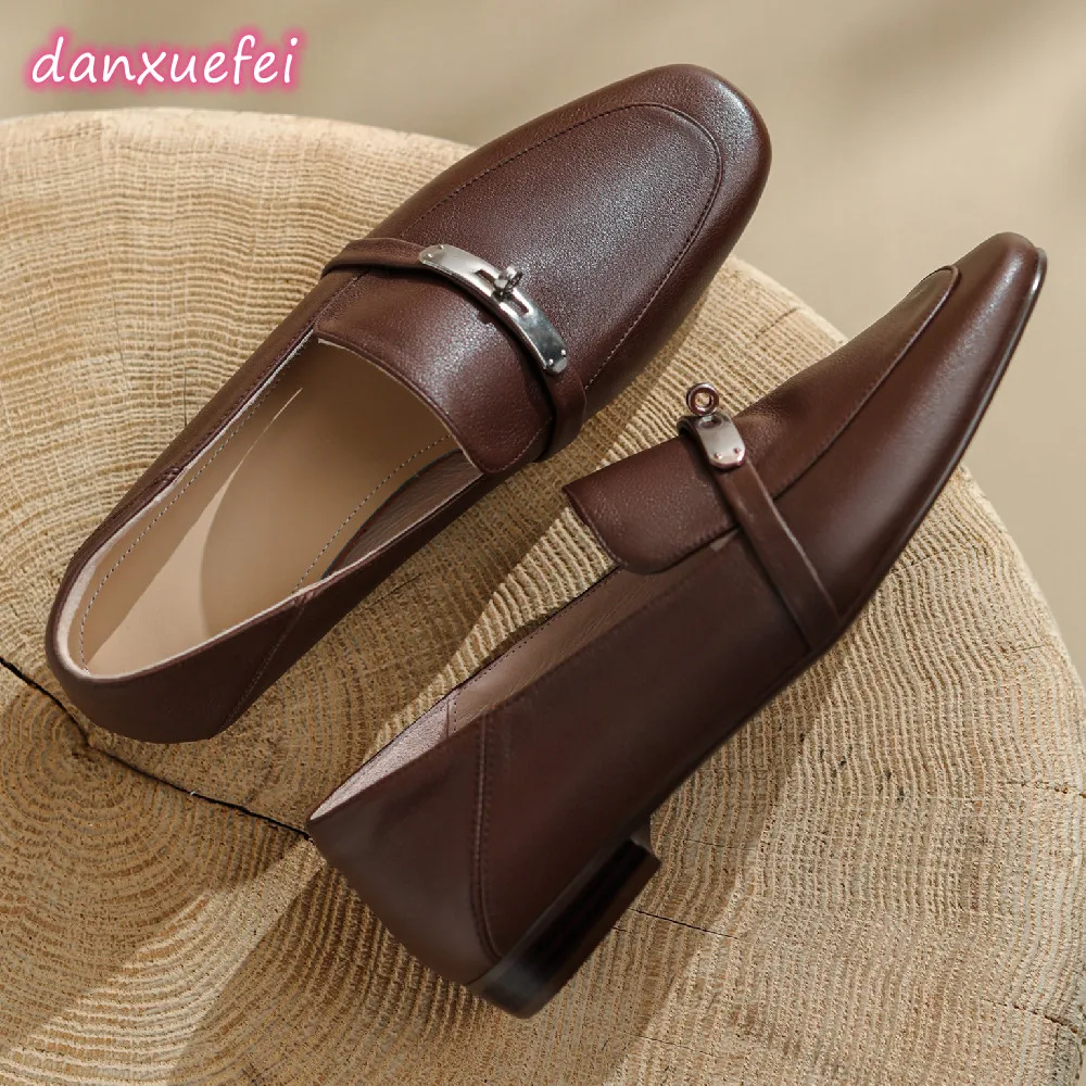 danxuefei women's genuine leather round toe slip-on flats loafers leisure soft comfortable casual moccasins shoes for women sale