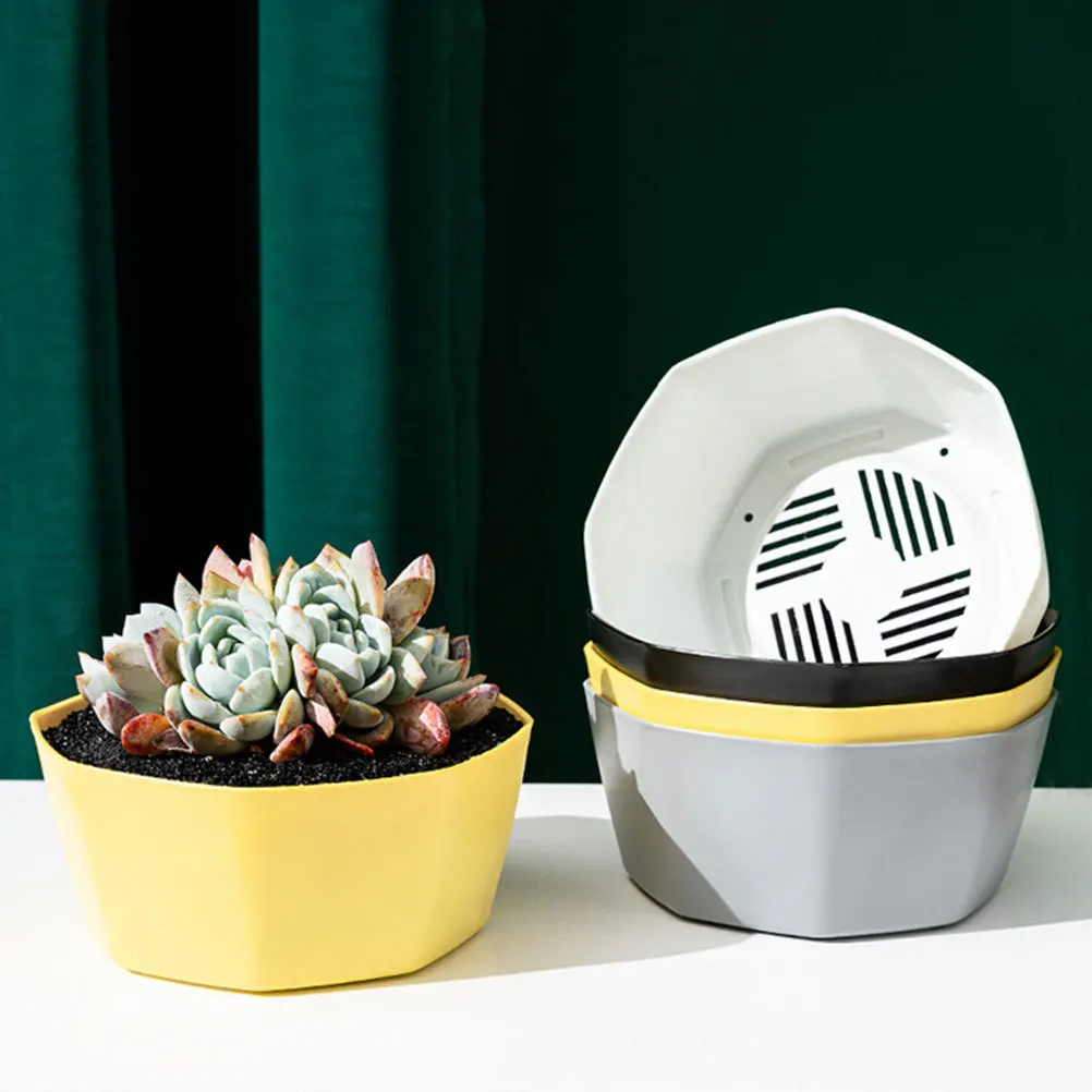 

2Pcs Succulent Flowerpots Mini Plastic Plant Pots Breathable Lightweight Decorative Planters for Home Office Garden