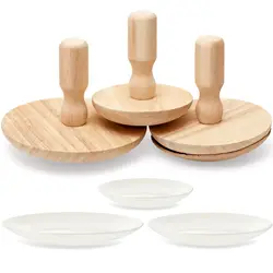 Pottery Molds 4.5/5.5/6.5 in Plaster Molds Wood Pottery Tools with Handle for DIY Bowls Plate Dish Slump Press Mold