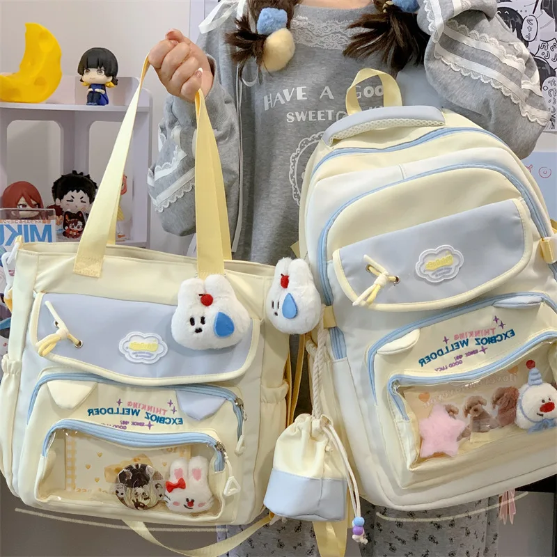 Contrast color desihngirls backpack Good lookingandlargecapacityschool backpack for girls Pain bag tote bagforwomenAgiftforagirl