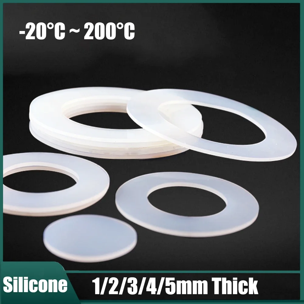 

10pcs Flat Washer Thickness 1/1.5/2/3mm Silicone Gasket Flat Gasket O-Ring Seal Washer Inner Diameter 2mm-12mm Pipe Fittings