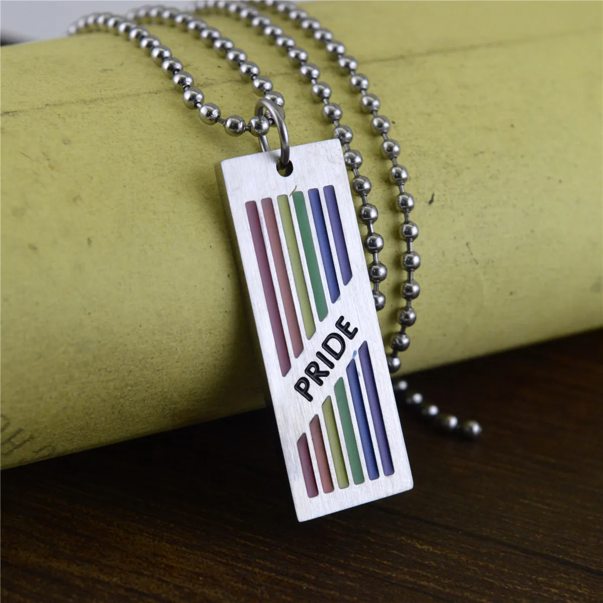 Rainbow Gay Pride LGBT Stainless Steel PRIDE Rectangle Necklace Women Friendship Necklaces Men Pendant Jewelry