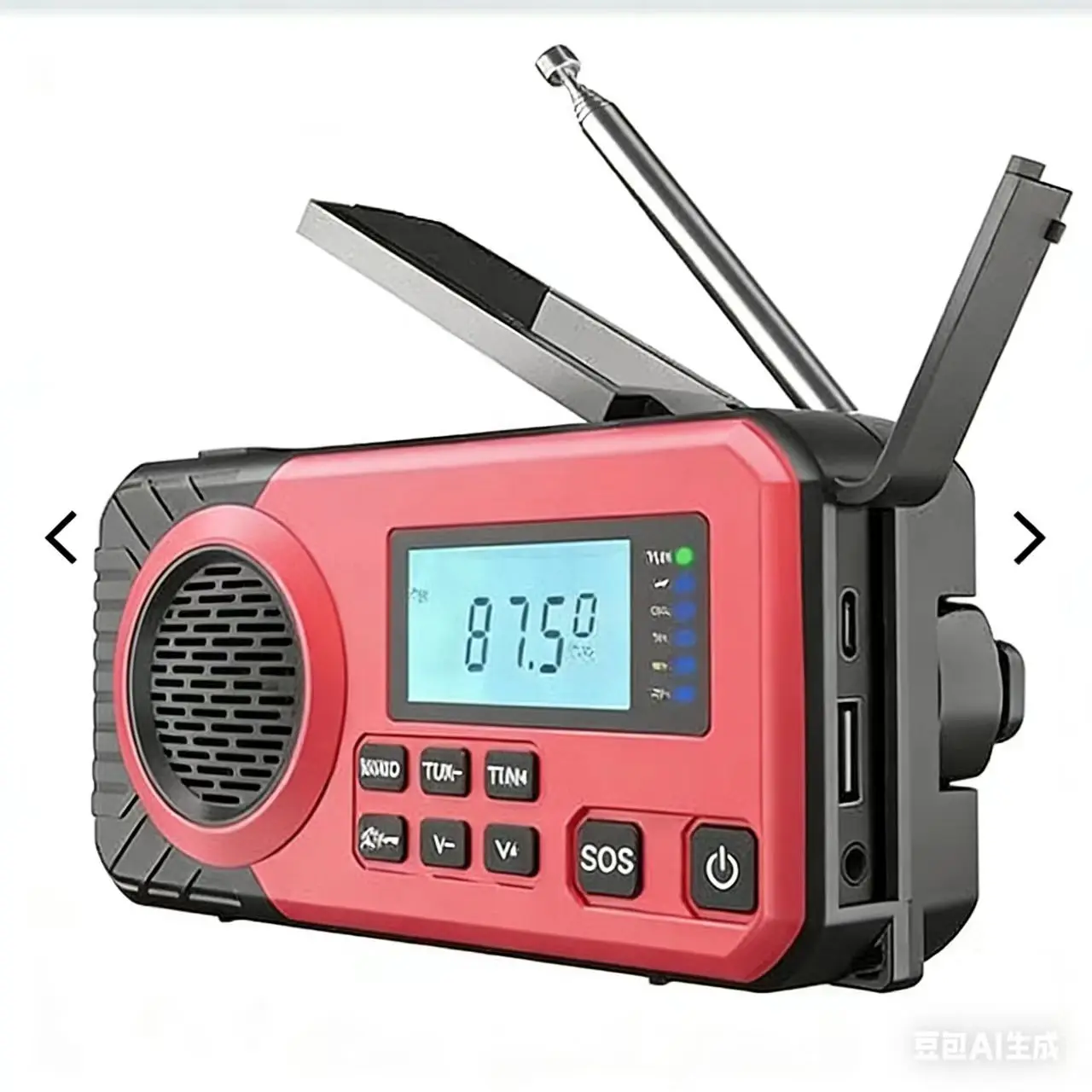 Radio meteorológica de emergencia con manivela Solar, Radio portátil SW/AM/FM con linterna de 3 LED, cargador de teléfono móvil con batería externa de 4000mAh