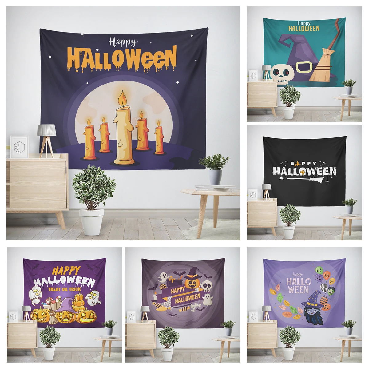 Home decorations modern room decor items wall tapestry aesthetic bedroom wall art large fabric tapestrys Halloween Autumn funny