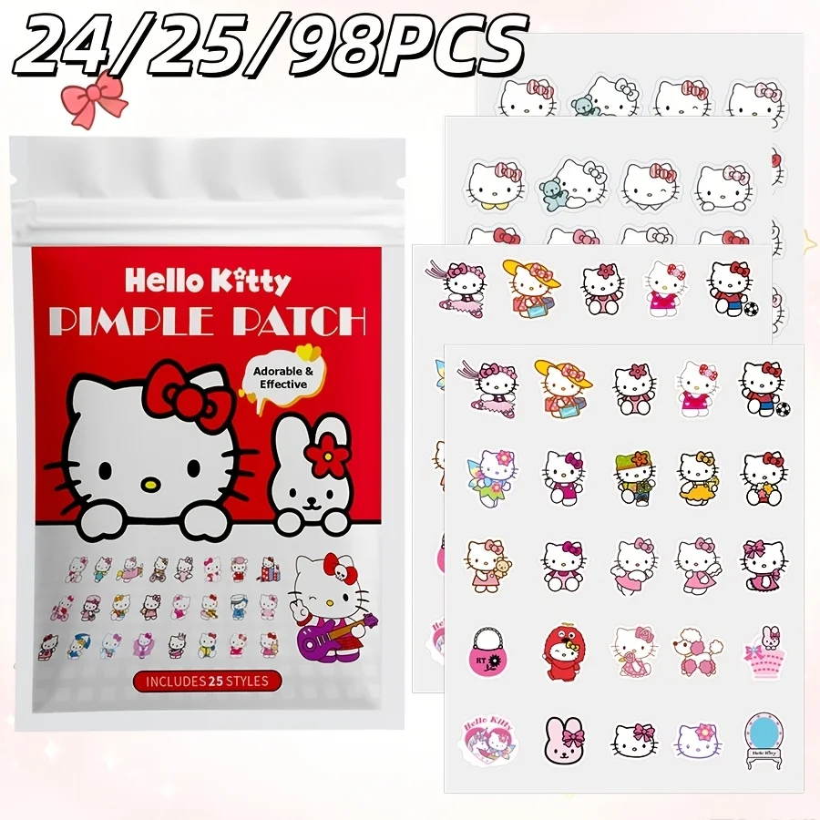 24/25/98PCS Hello Kitty acne patch, hydrogel acne patch, decorative concealer sticker, suitable for all skin types