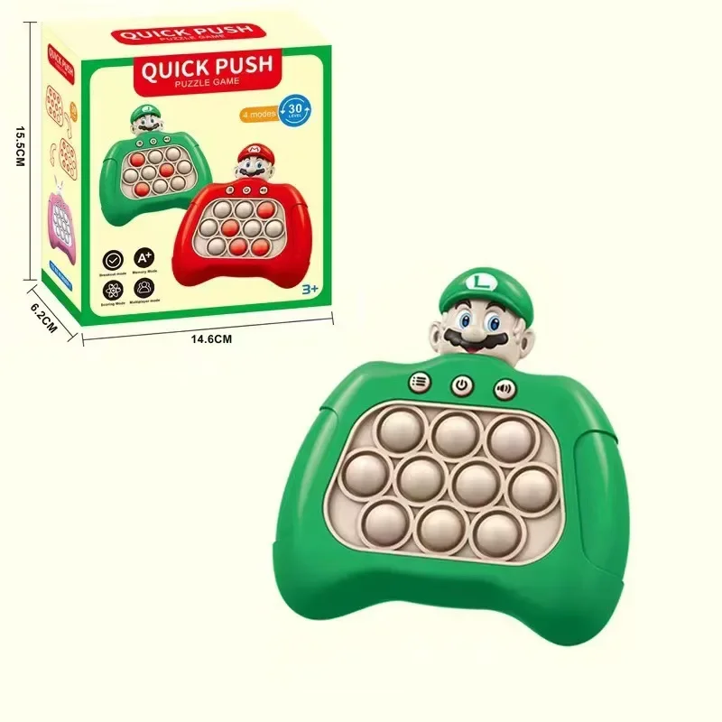 Super Mario Bros Toys Cartoon Mario Luigi Anime Figures Quick Push Game Console Puzzle Press Toys Kawaii Kids Birthday Gifts