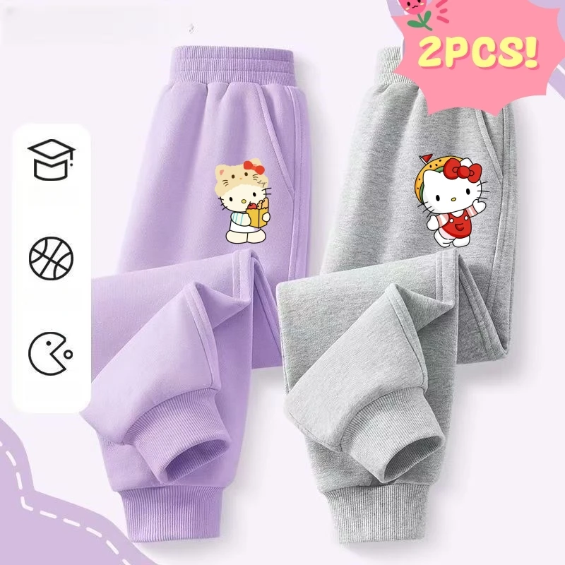 

Sanrio, осенняя одежда для маленьких девочек, детские милые штаны с принтом «Hello Kitty», устойчивые к комарам, детские спортивные спортивные костюмы, 2 шт.