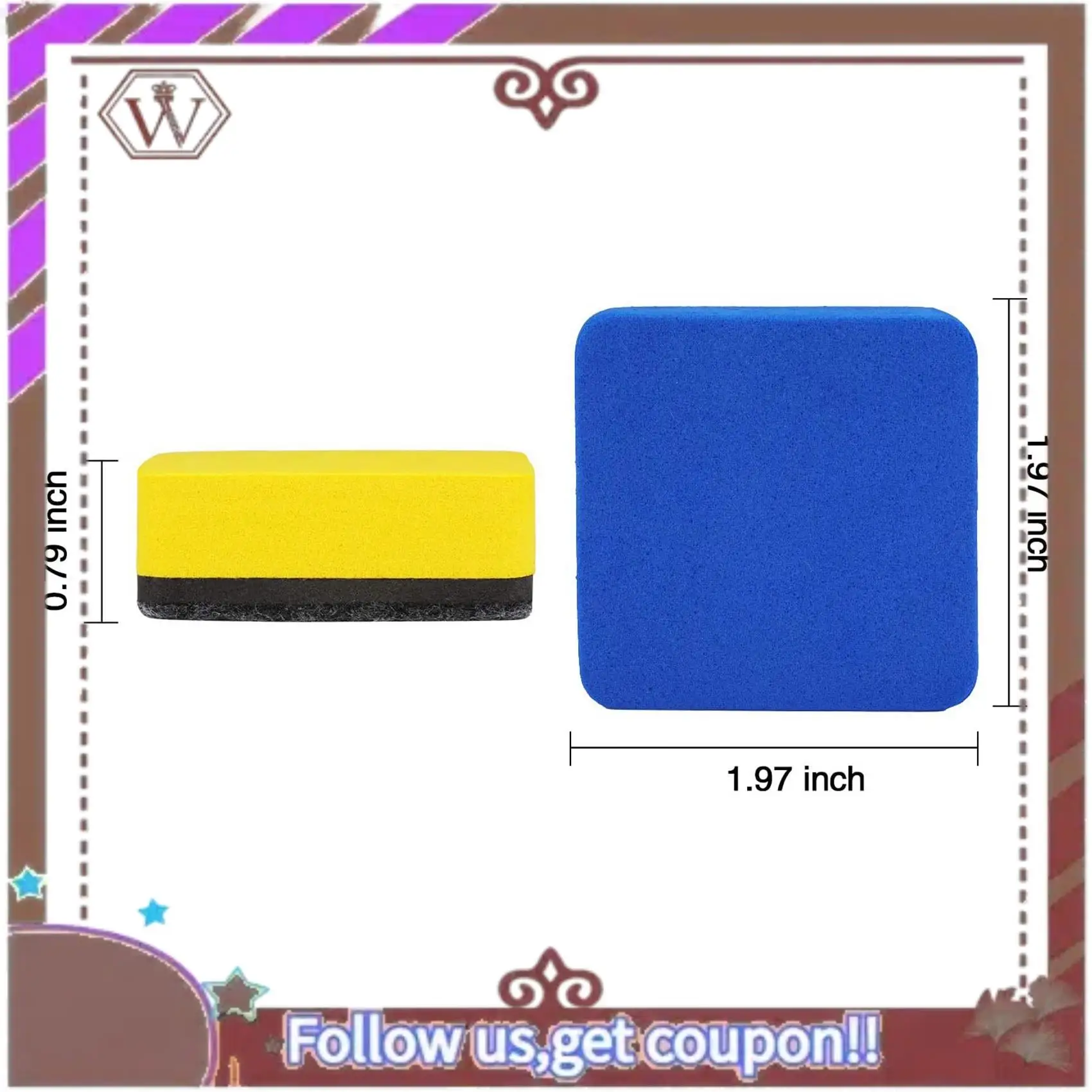 ABBG-30Pcs ممحاة السبورة البيضاء قابلة للغسل وإعادة الاستخدام ممحاة السبورة المغناطيسية لتنظيف علامات المسح الجاف