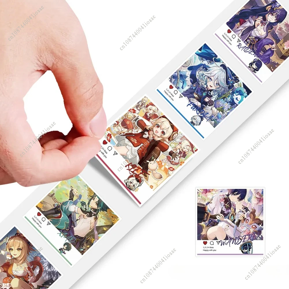 สติกเกอร์เกม Genshin Impact 500 ชิ้น/ม้วน รูปทรงสี่เหลี่ยม น่ารัก สำหรับตกแต่ง DIY บนสเก็ตบอร์ด มอเตอร์ไซค์ สมุดบันทึก สำหรับแฟนๆ Genshin Impact