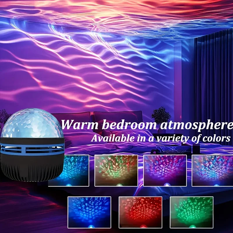 

USB Water Wave Effect LED Galaxy Projector with Remote Control Multi-Color Illumination Projector 7 Color Modes 1pc