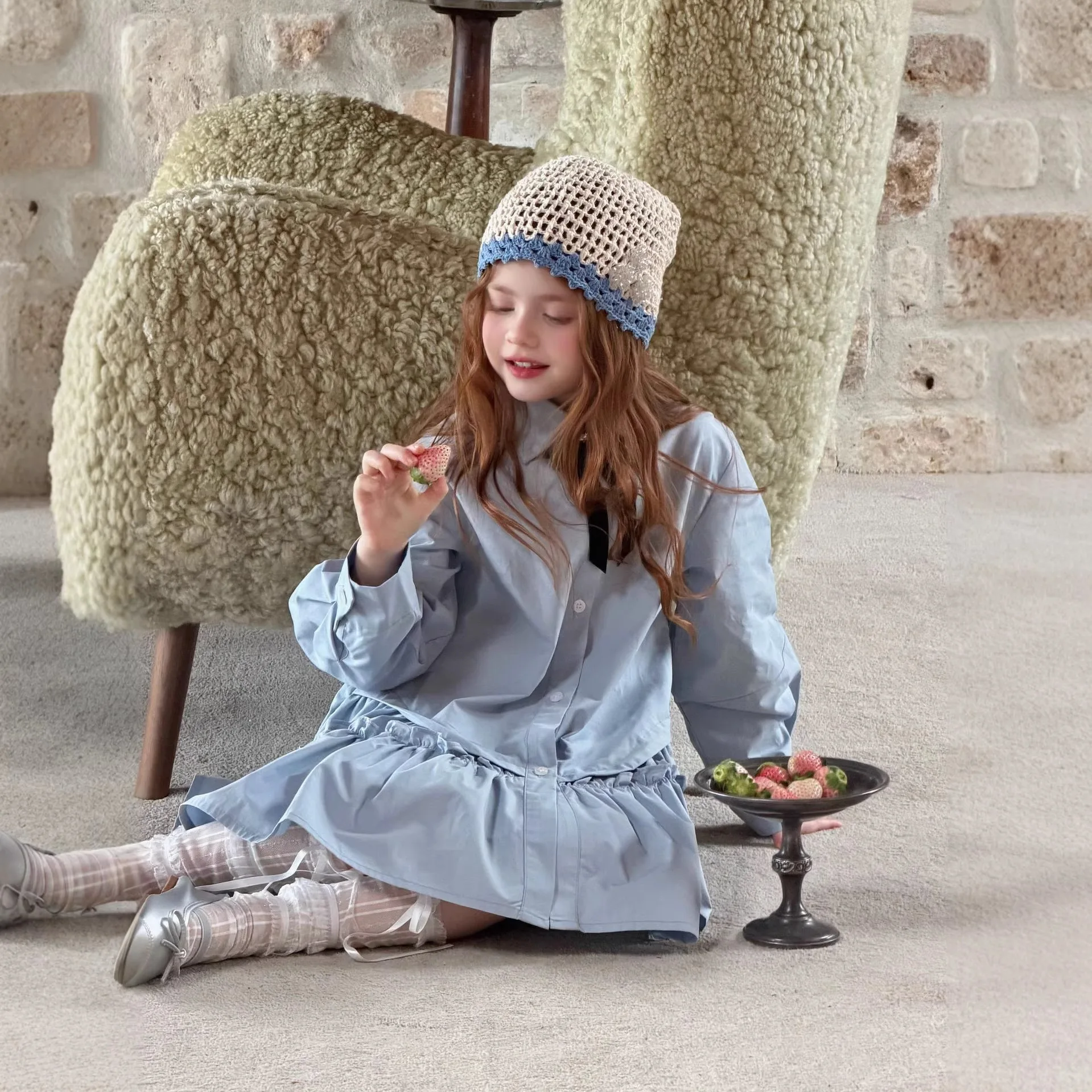 

Children's clothing baby girls' dress 2026 spring/summer new simple solid color baby girls' shirt skirt