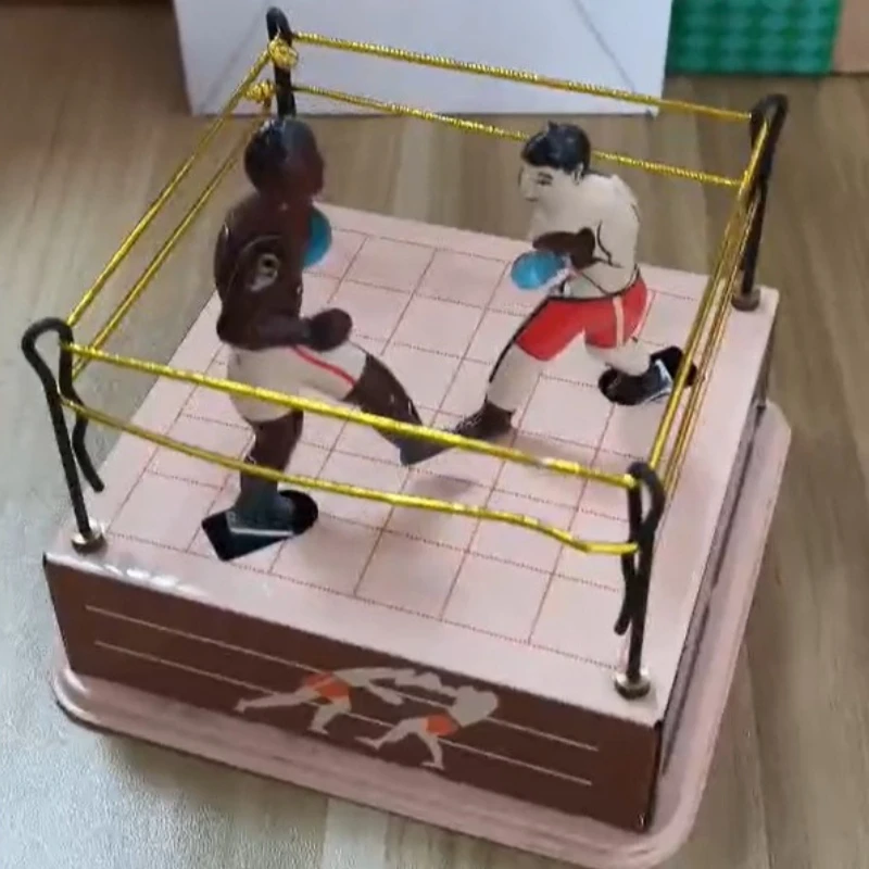 

Mechanical Toy Collection Retro Arena Champions Boxer Boxing Ring Game Wind Up Toy Metal Tin Figures Clockwork Toy