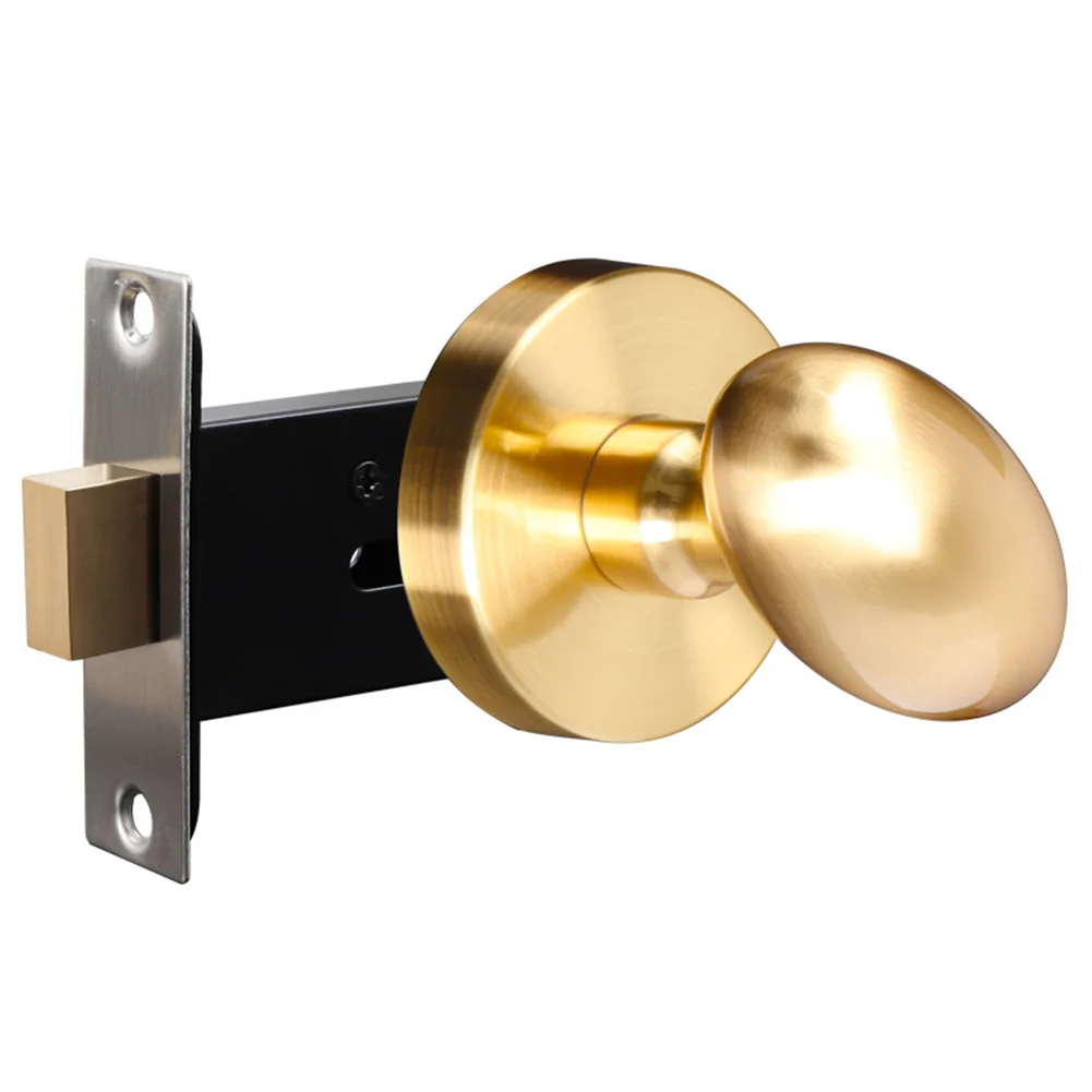 Elegant Round Design Brushed Gold Door Knobs Door Hardware 6.5x5.7x1.2cm Adjustable Latch Non-Locking Mechanism
