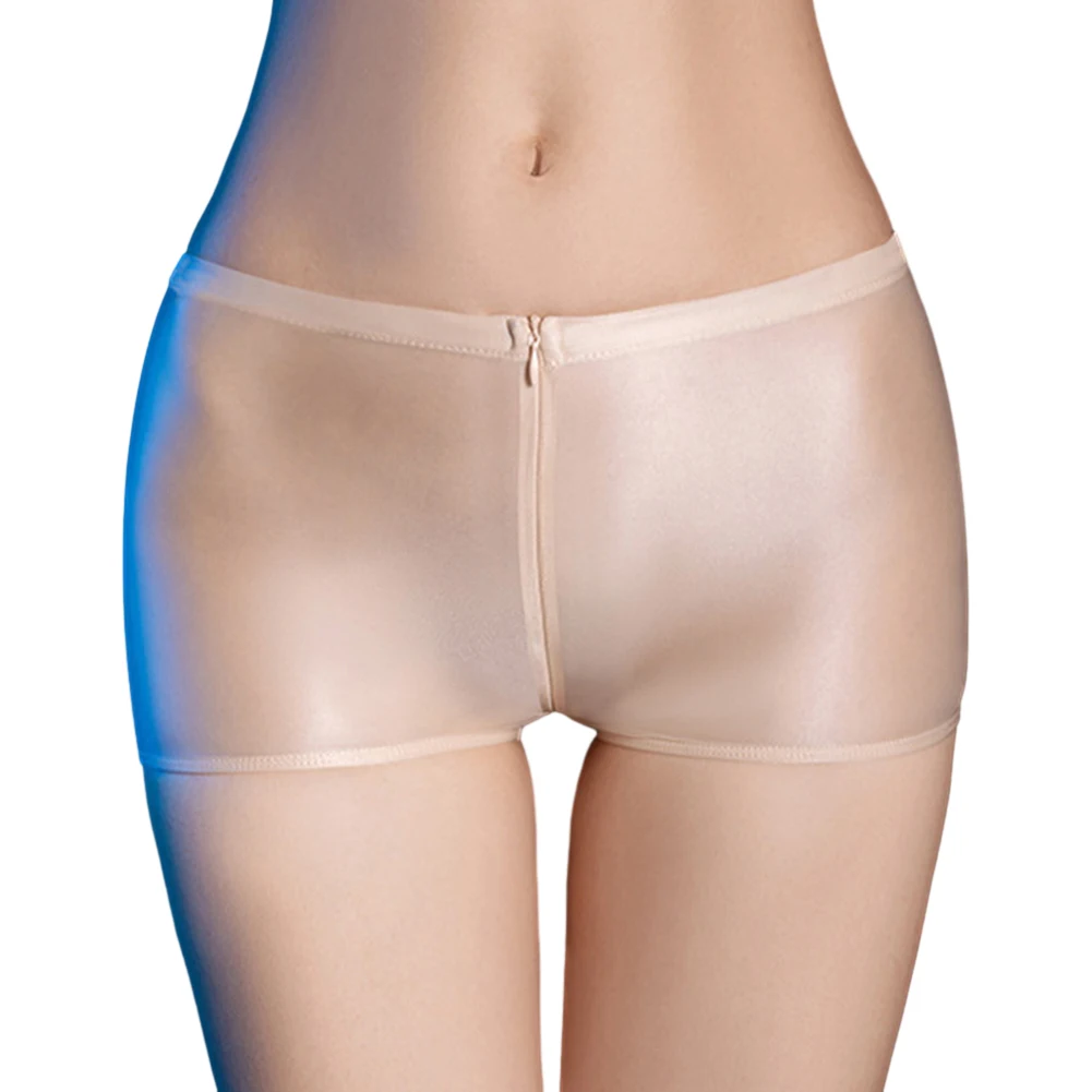 

Women Oil Shiny Brief Transparent Zip-Up Crotch Panties Sexy Ladies Erotic Lingerie Smooth Underwear See Through Underpant